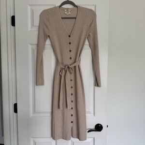 Hippie Rose Tan Button Down Dress
